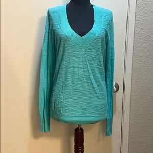 Express Teal V-Neck Sweater